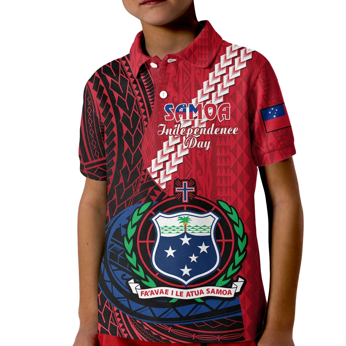 Custom Personalised Polynesian Independent State of Samoa Gradient Kid Polo Shirt 3D Print Polo Shirts Boys Girl Summer Tees