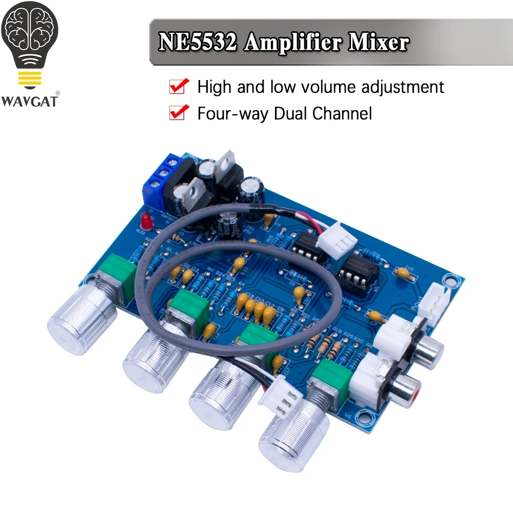 WAVGAT NE5532 power amplifier tuning panel, beautified with high and low frequency adjustment panel, lotus socket, dual-channel