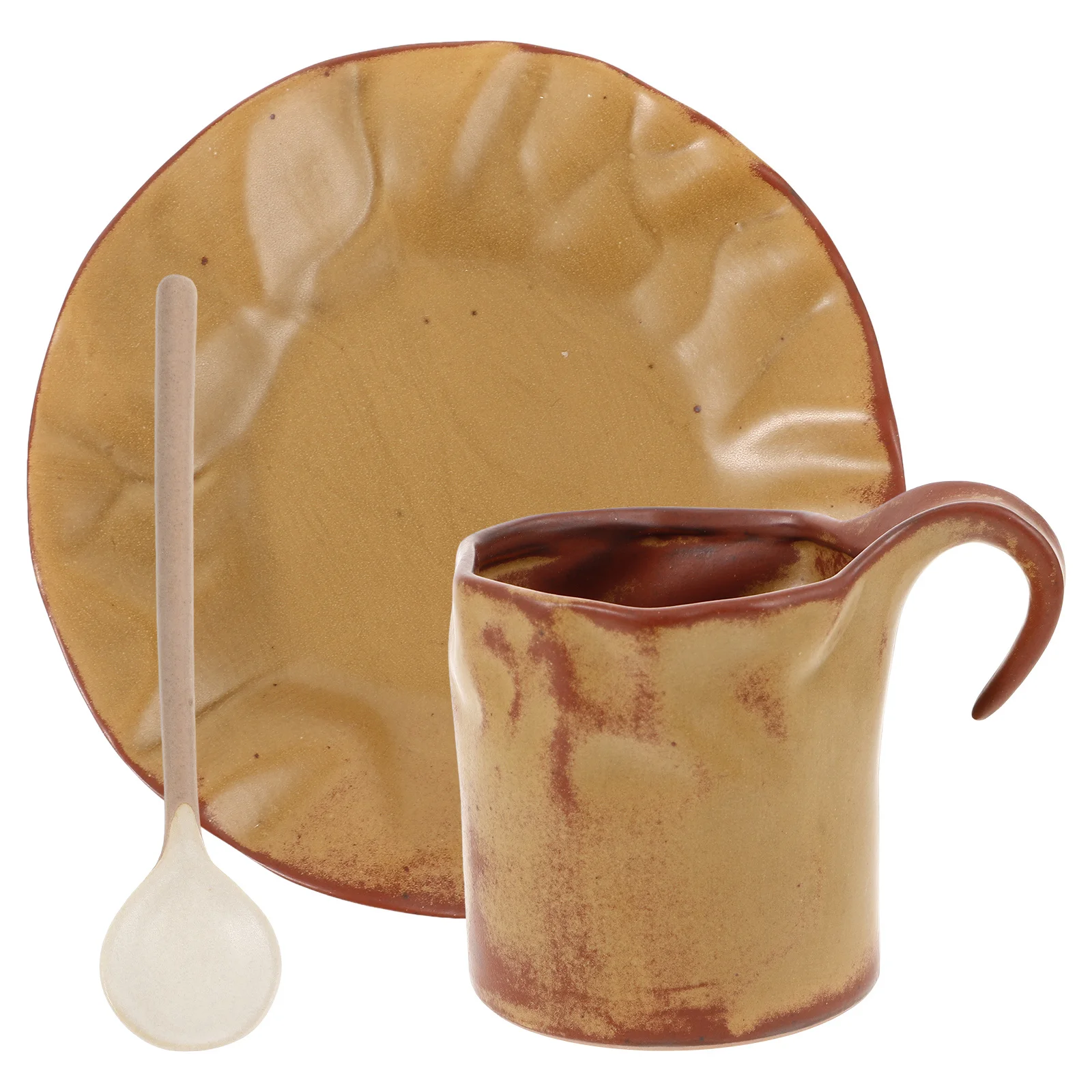 

1Set Ceramic Coffee Cup Saucer Stylish Design Home Office Use Daily Drinking Mug Ceramic Cup with Saucer Handle Coffee Mug