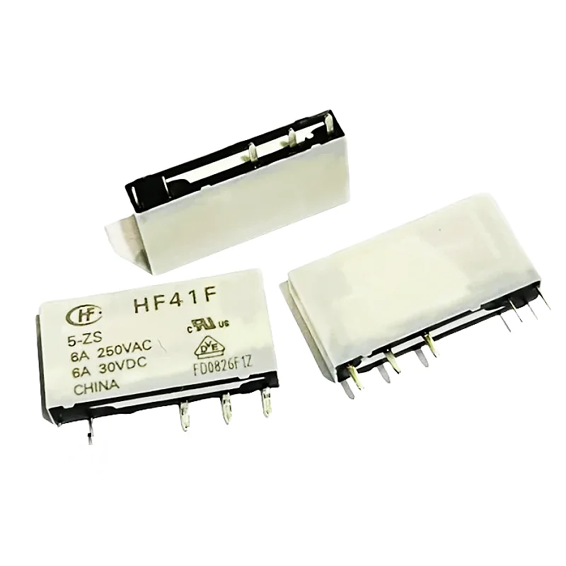 10Pcs HF41F Industrial Relay Subminiature Power Relay HF41F-12-ZS HF41F-5-ZS 5Pin 6A 250V Relays