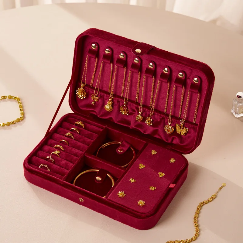 Velvet Jewelry Storage Box Multi-Functional Organizer for Necklace Earring Ring Bracelet Home Dresser Gift Box