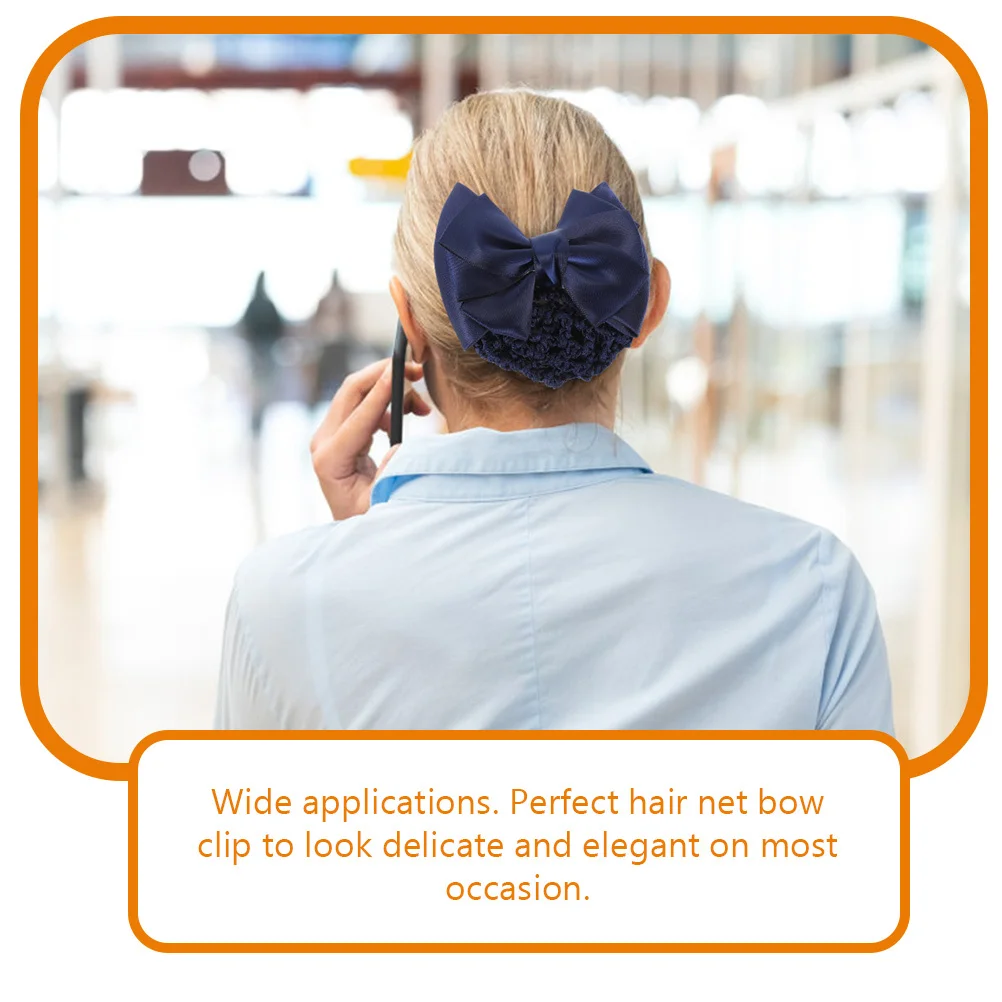

4Pcs Bow Bun Hair Net Women Hairnet Barrette Clips Decorative Elegant Hair Bun Cover for Formal Daily Use Hairnets for Work