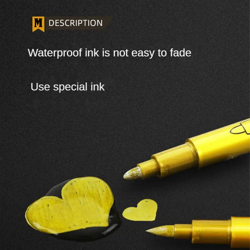 Zachte puntborstel Goud Zilver Ambachtelijke zachte kop Metaal Graffiti Briefpapier Ambachtelijke pen Waterbestendige marker Graffiti Pen Markeerstift