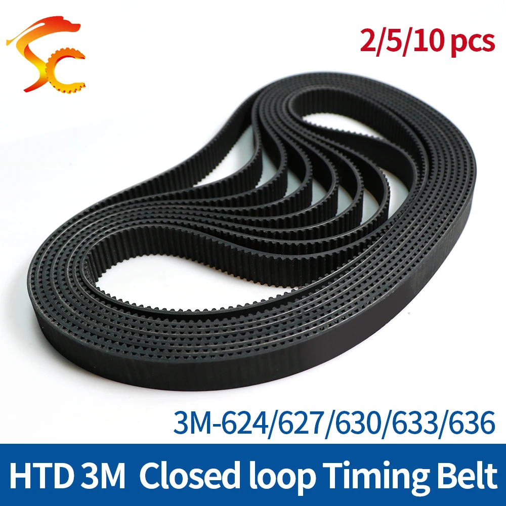 3M-624/627/630/633/636mm closed loop Timing Belt width 6/10/15mm Circular Arc tooth Synchronous belt