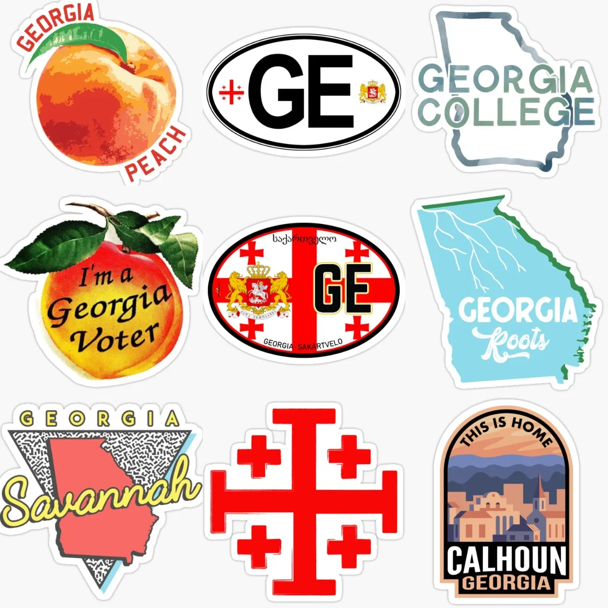 

GE Georgia Flag Map Peach Creative PVC Stickers for Car Motorcycle Window Helmet Bumper Fridge Wall Decoration Accessories