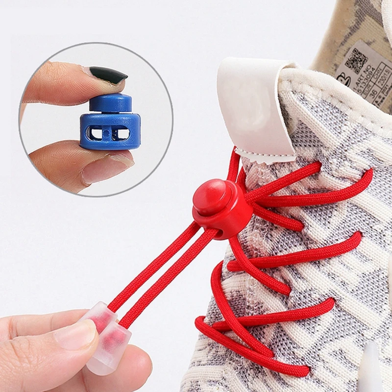 

1 Pair Children's Shoe Laces Elastic Fixed Snap Lock Round Shoelaces For Sneakers Fast On And Off Artifact Lazy Shoelace