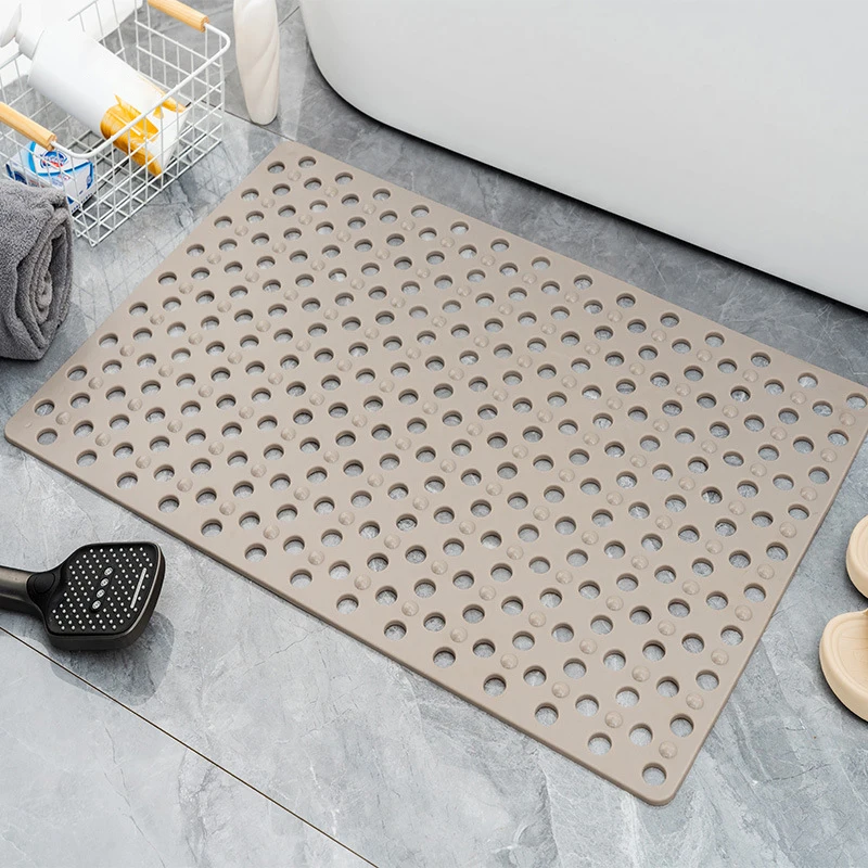 Anti Slip Bath Mat With Drain Holes Slip Anti Mould Rubber Machine Washable Antibacterial Resistant Shower Mat For Shower Or Tub