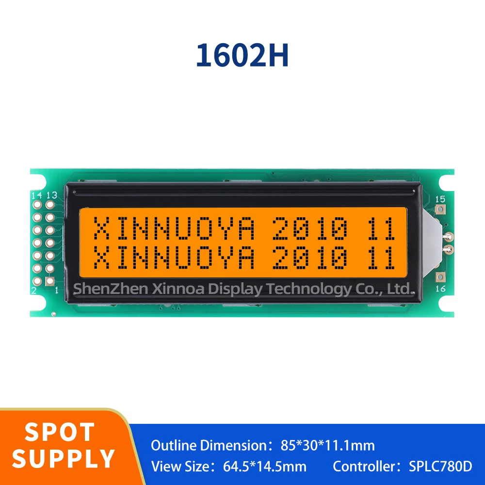 14pin Dual Row Module 1602h Character Dot Matrix Screen Orange Light Black Letters Lcd1602 Lcd Screen 16 * 2 Module