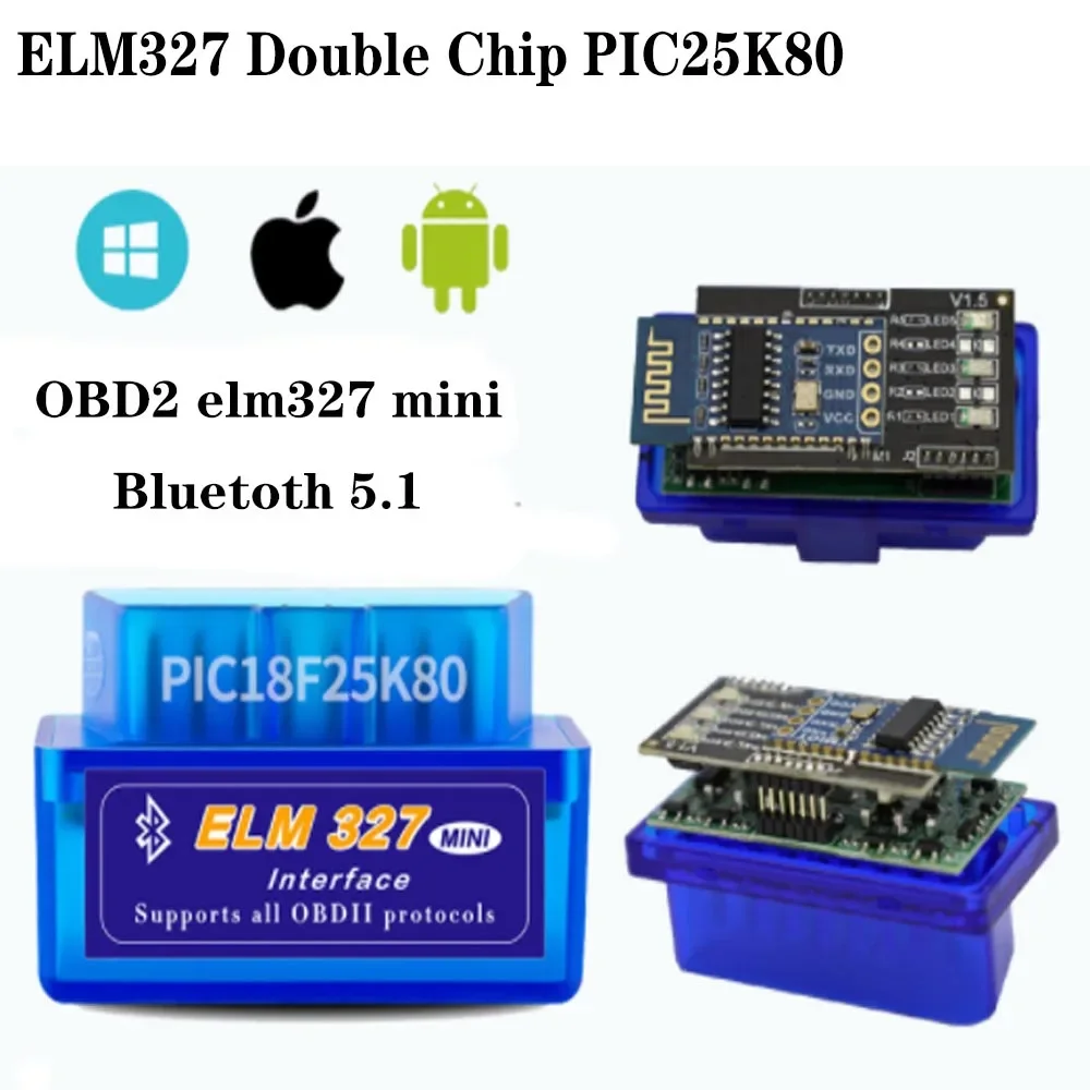 

BEST Hardware V1.5 Chip PIC18F25K80 ELM327 Bluetooth V1.5 Auto Code Reader Super MINI ELM 327 Works ON Android Symbian FW V1.5