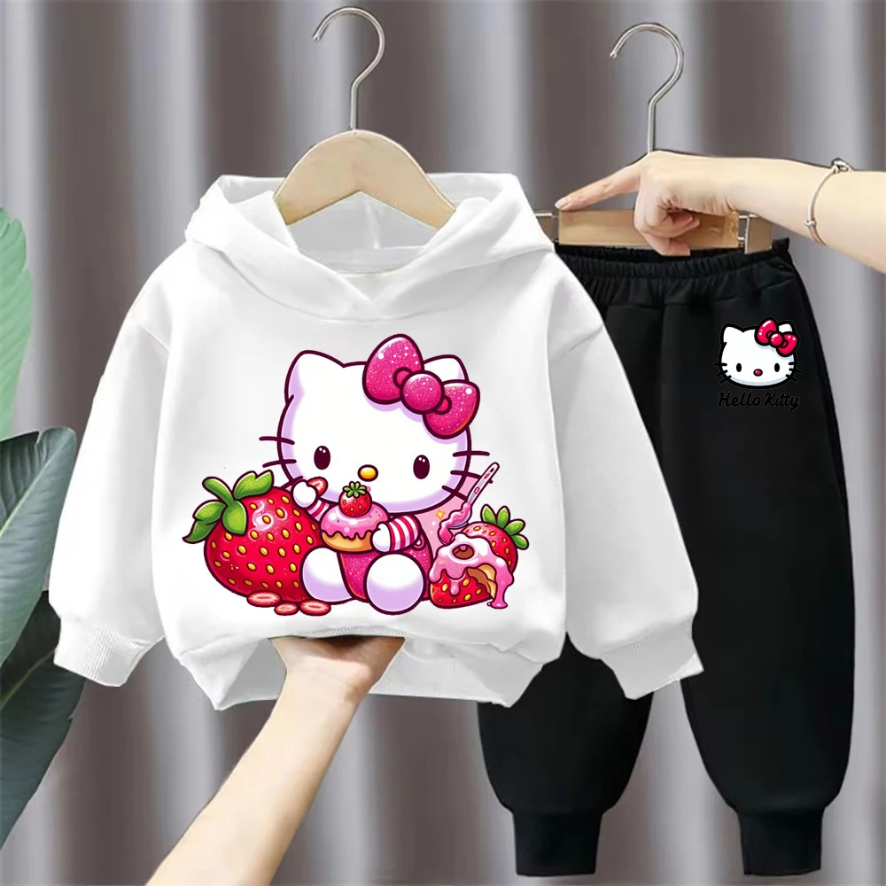 

Children's top spring and autumn cartoon printing graffiti cute style Hello Kitty hoodie suit boys and girls sweatshirts