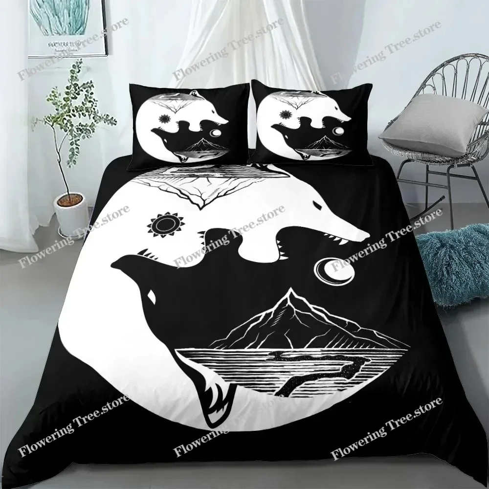 Vigvisir Viking Art Constellation Bedding Set EU Single Double King US Twin Full Queen King Ethnic Bed Linen Set