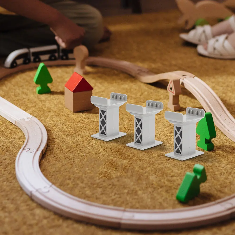 Support de pont de train compact à surface lisse, 3 pièces, pour aménagement de voies de train, développement de l'imagination pratique, paysage DIY
