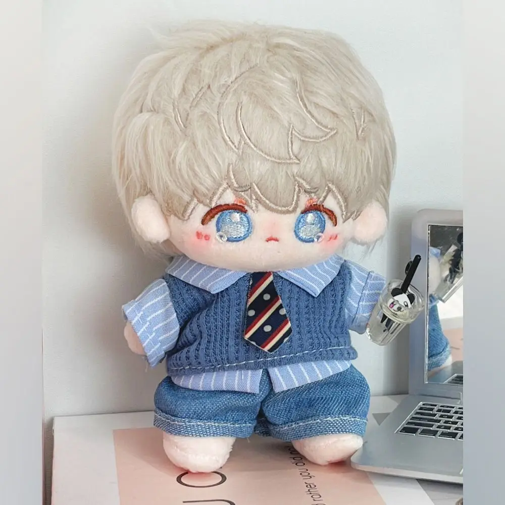 10cm Doll Clothes Blue Brown Playing House Doll Student Uniform Cosplay Changing Dress Game Mini Shirt Necktie Pants Set