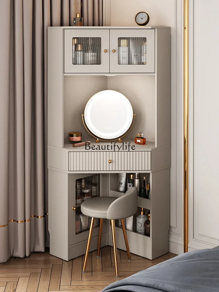 

FG10Light Luxury Corner Dresser Corner Makeup Table Triangle Storage Cabinet Integrated