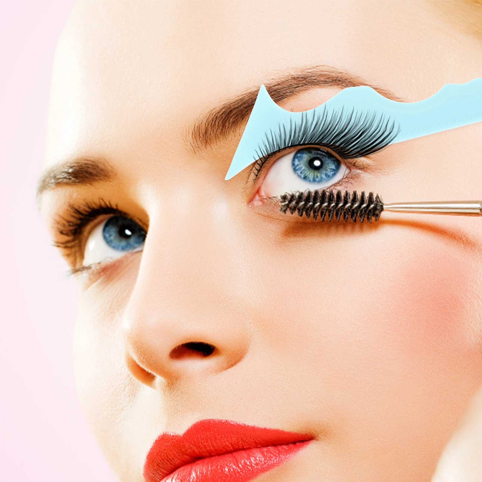 Make-up-Hilfswerkzeug, Multi-Winkel-Eyeliner, Tragehilfe, wiederverwendbare Silikonschablone für Mädchen, Lippenlineal, Augenbrauenführung, Make-up