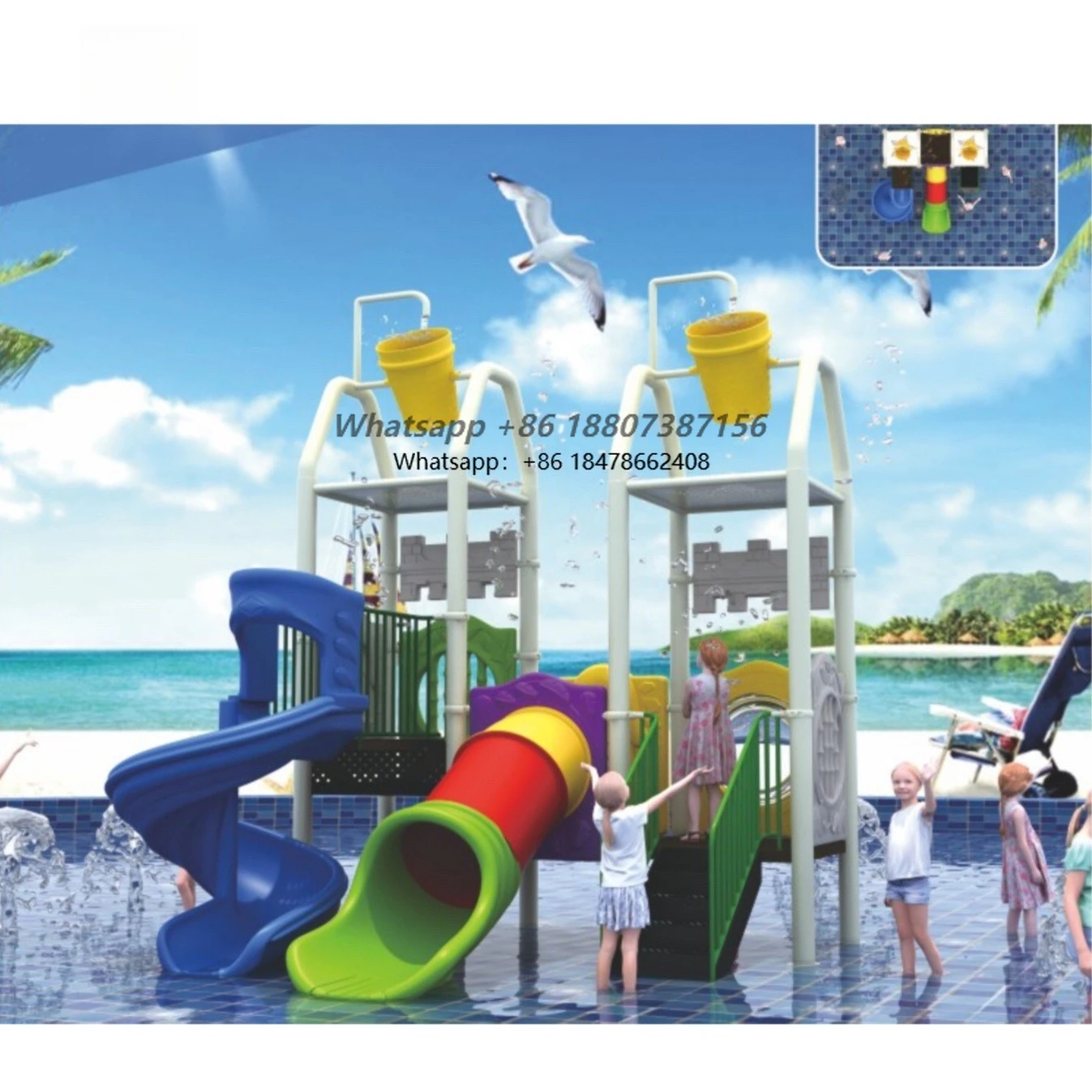 Kids Water Park Outdoor Playground Water Playground Equipment Water Slide Swimming Pool Play Equipment