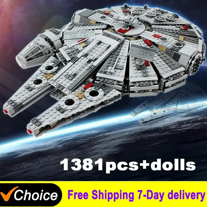 New Spaceship Bricks Stars Fighter Space For Millennium  Set Falcon Ship 75105 Model Building Blocks Kit Toys For Children