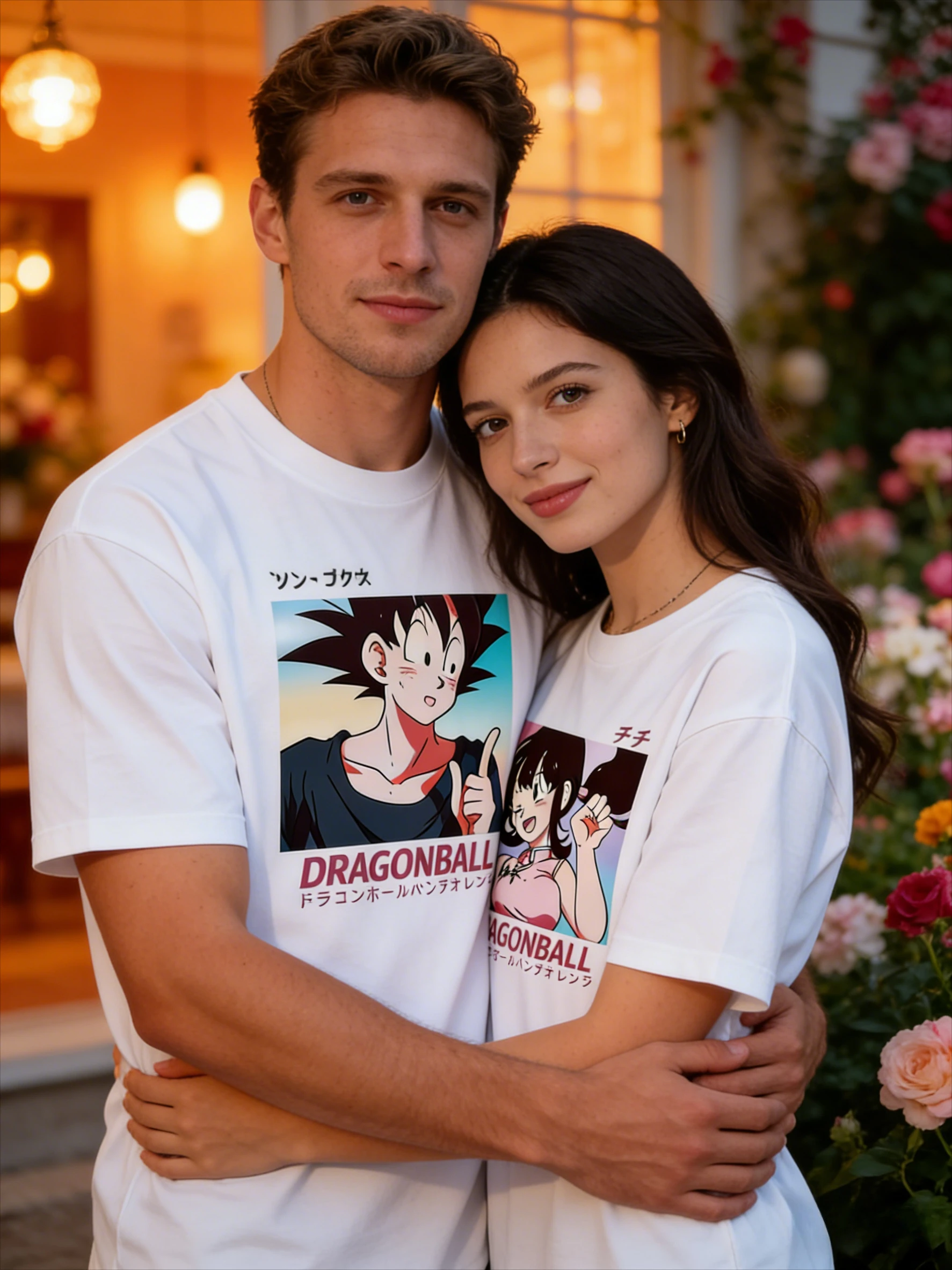 Dragon Ball Goku & ChiChi Paar-T-Shirts, passende Anime-Grafik-T-Shirts für Liebhaber, lässige Baumwoll-Kurzarm-Tops für den Valentinstag