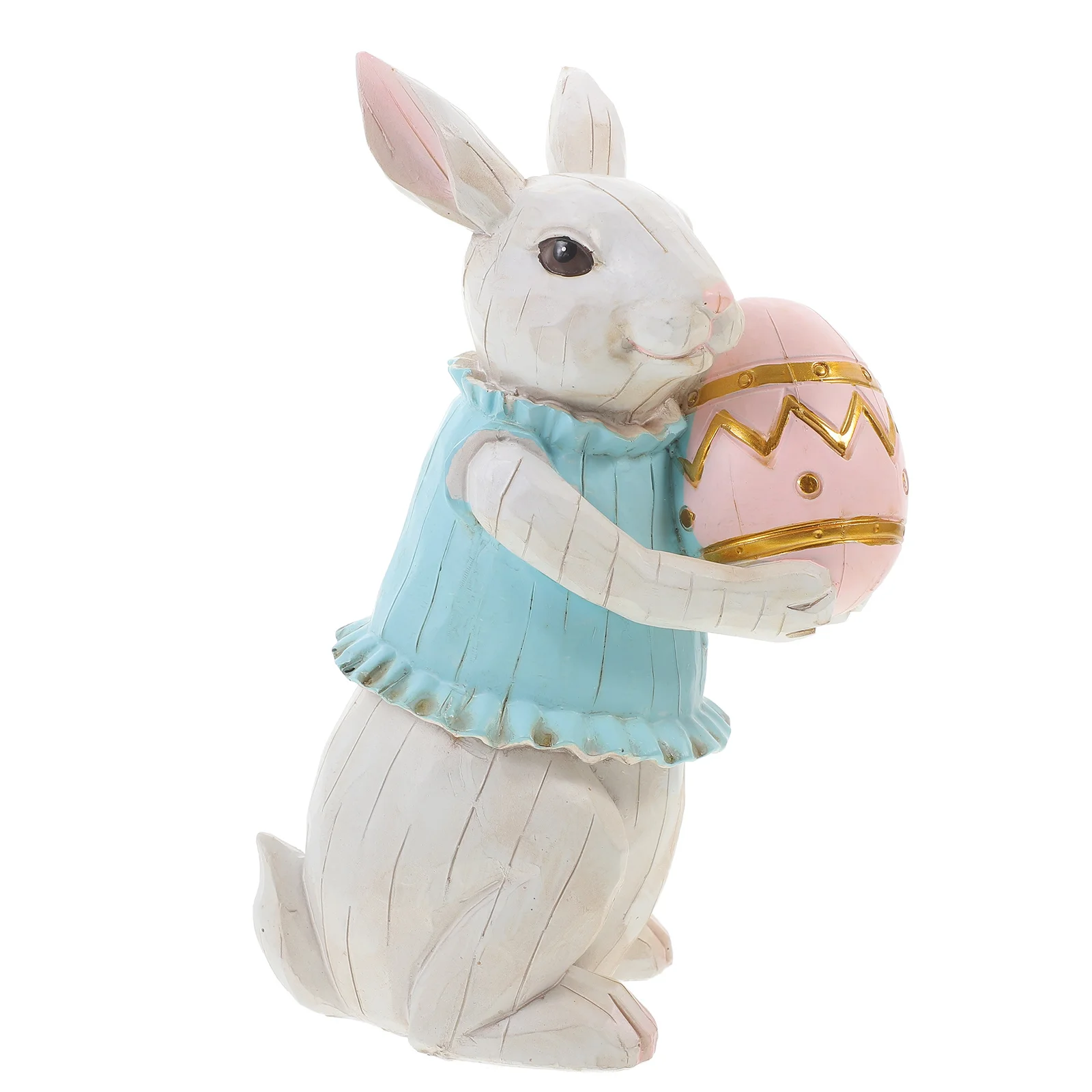 Rabbit Egg Holding Decoration Resin Bunny Statue for Garden Yard Indoor Desktop Decorative Ornament Micro Landscape Craft