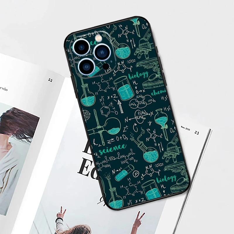 غطاء هاتف مع صيغ فيزياء علوم الرياضيات ، حافظة رمز لهاتف آيفون 14 و 13 و 12 و 11 و 15 و 16 برو ماكس بلس ، إكس إس ماكس ، إكس ، إكس آر ، 7 ، 8 بلس ، 12 ميني