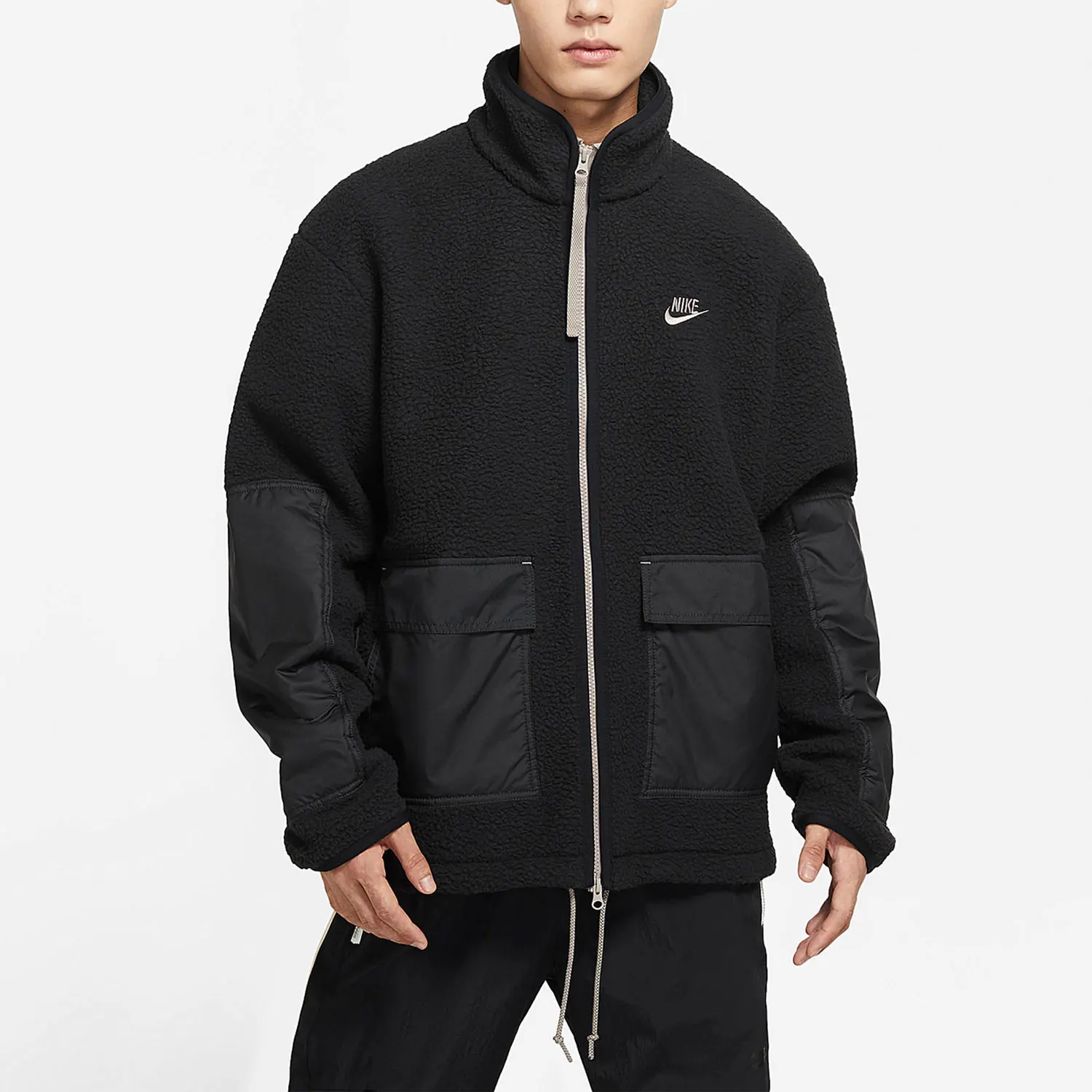 nike-official-authentic-men's-sport-casual-fleece-warm-stand-collar-jacket-dv8183-010