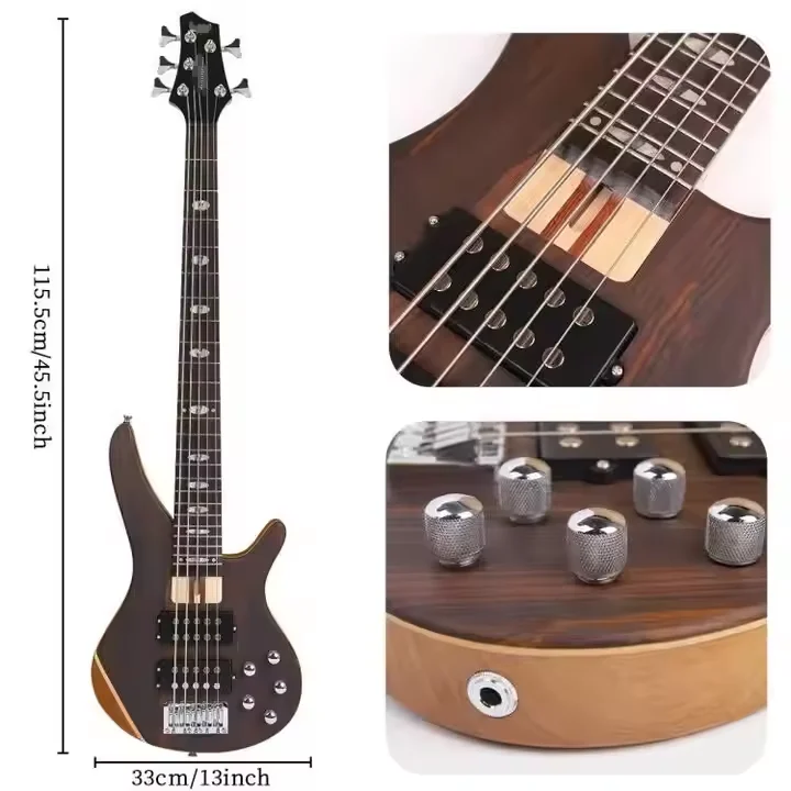 High-Grade 4/5 Strings Solid Body  Bass Guitar Kit  with Active Pickups Fashionable Ash Body Music Use Wholesale