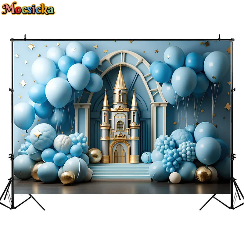 Royal Castle Photography Background Fairy Tale Balloon Kids Cake Smash Backdrops Baby Shower Birthday Party Decor Photo Studio