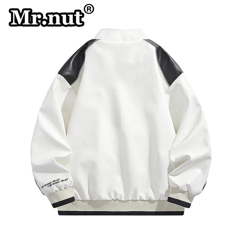 Mr.nut-Veste de moto en cuir PU pour hommes, uniformes de baseball, manteau, vêtements de course de motard, vestes Bomber Happator, automne, hiver