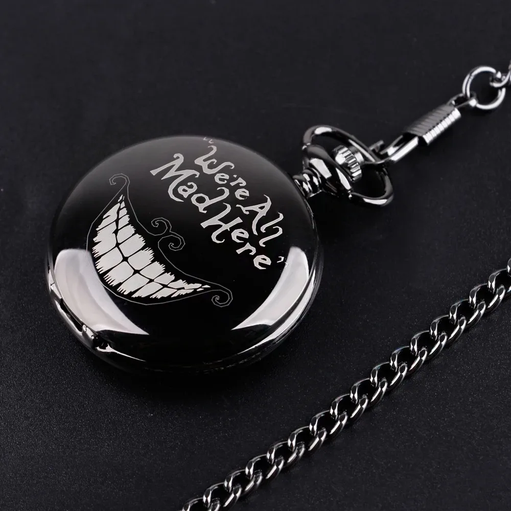 Black Fashion Quartz Pocket Watch for Men Women Steampunk Retro Pendant Chain Watches Gift Clock Reloj Bolsillo Digital