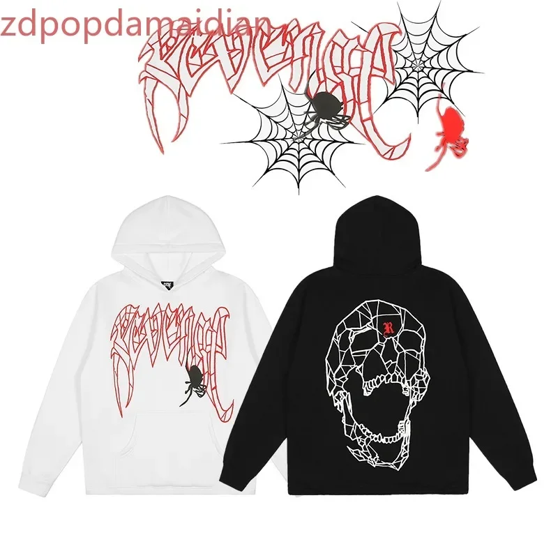 Official-website Halloween Revenge Skull hoodie Spider print men's and women's Fall/winter Y2K street fashion hoodie Harajuku