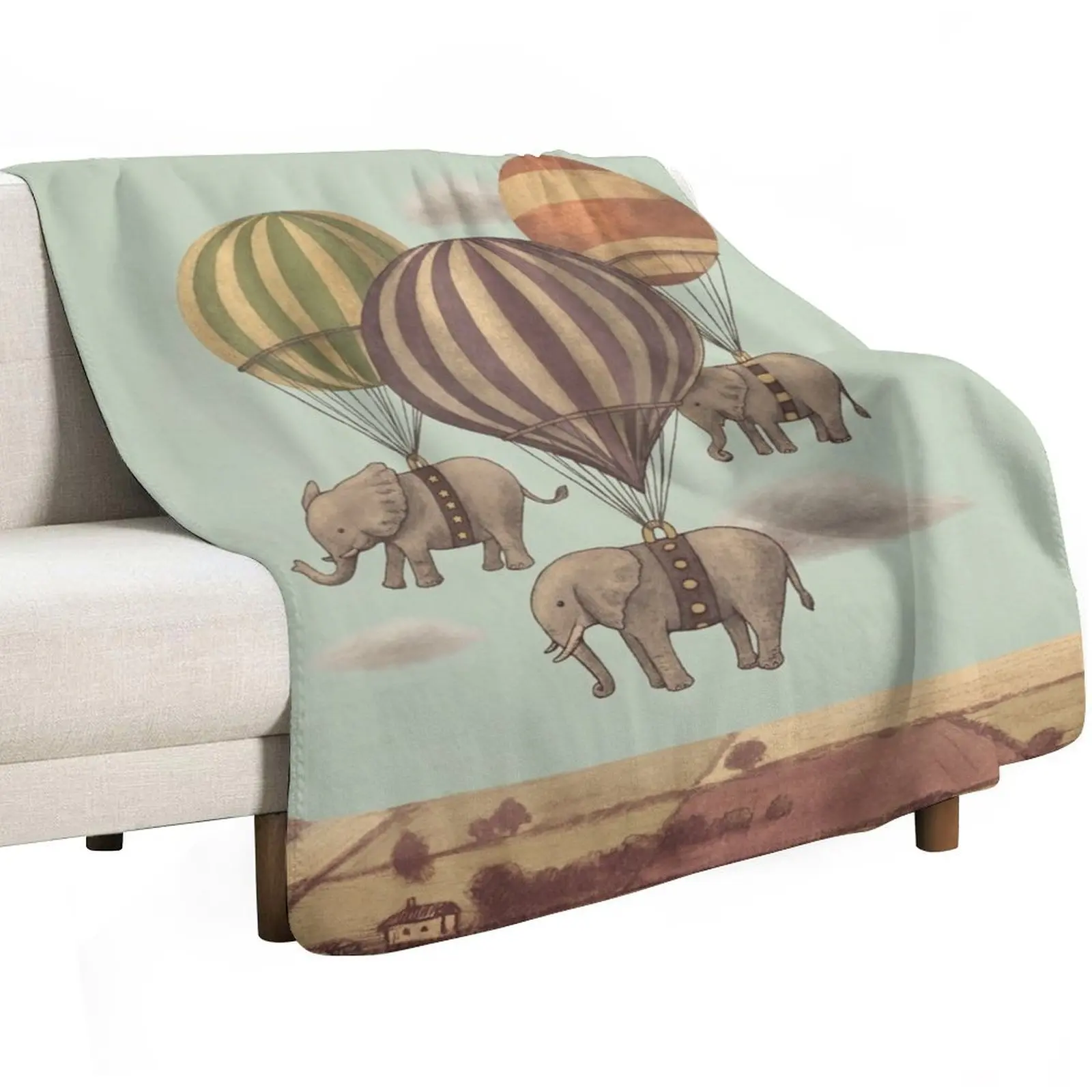 Flight of the Elephants - mint option Throw Blanket Plush Sleeping Bag bed plaid christmas decoration Thermal Warm Blankets