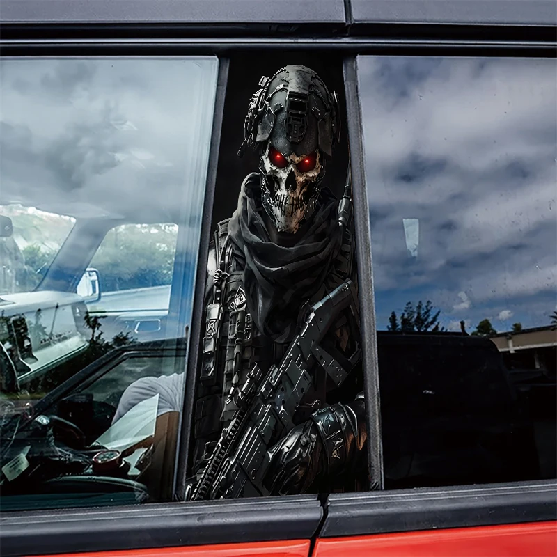 

2 шт. глянцевой защитной полиэтиленовой пленки для центральной стойки автомобиля с изображением солдата спецназа и черепа