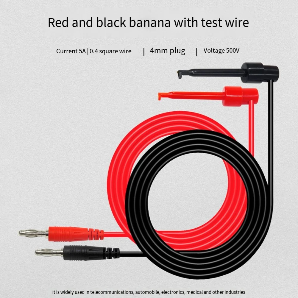 2PC Set of Banana Connector Test Hook Clips for Multimeter Testing Reliable Copper Wires and Secure Connection at 500V/5A