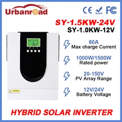 1000W 1500W Solar Hybrid inverter 12V 24V 220V 1000W Hybrid Solar inverter With MPPT 80A Charging Controller Max PV 150V 1.5KW