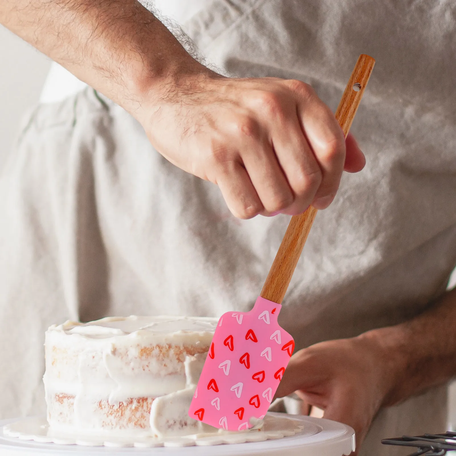 

2pcs Baking Scrapers Silicone Cake Spatulas Lightweight Cream Butter Scraping Tools For Kitchen Party Wedding Jar Mixing