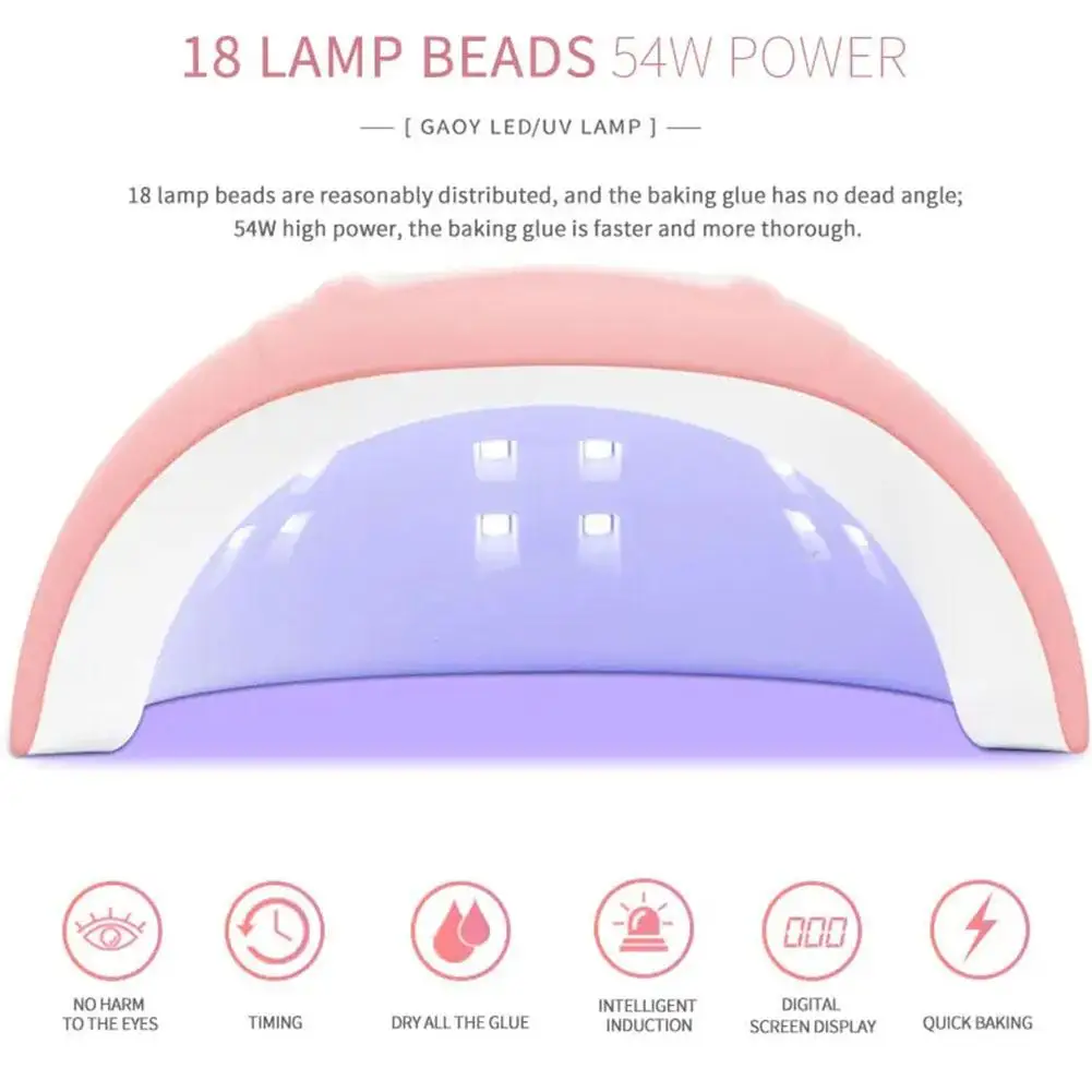 Sèche-ongles avec câble USB, lampe UV LED, lampe à usage domestique pour sécher le vernis, 18 sources touristiques, 54W
