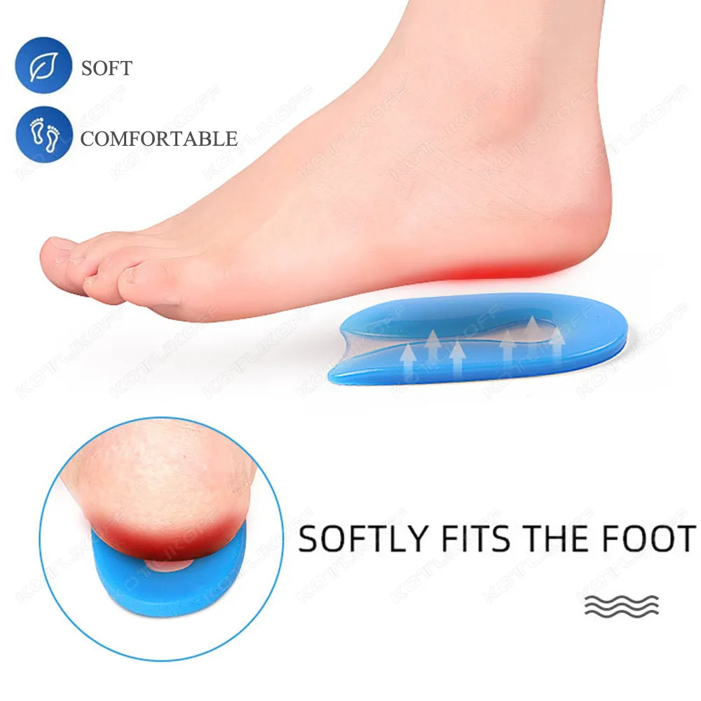 Silicone Gel Heel Pad Foot Pain Relief U-Shape Heel Cushion Inserts For Shoes Heel Spur Protector Plantar Fasciitis Insole