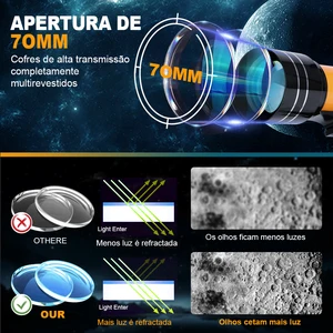 ALLFOCUS Astronomik Teleskop, 70mm Diyafram Refrakter (15X - 150X) - Telefon Adaptörü ve Kablosuz Uzaktan Kumandalı Taşınabilir Seyahat Teleskopu, Çocuklar için en iyi hediye Örümcek teleskopunun 6 büyük satışı-no. 3