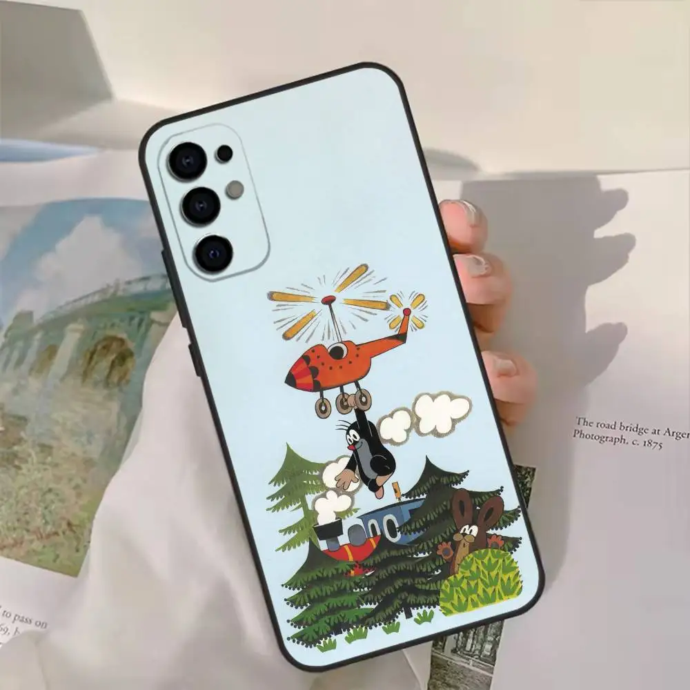 Funda de teléfono con estampado de Little Mole de dibujos animados clásicos para Samsung S25,24,21,22,23,30,Ultra,20,Plus,Fe,Lite,Note, funda negra suave