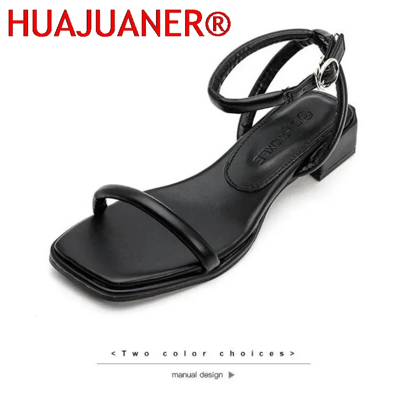 

Fashion Womens Shoes 2026 Female Sandal Buckle Mid-Calf Strap Med Block Heels Luxury Peep Girls Beige Medium Chunky Sandals