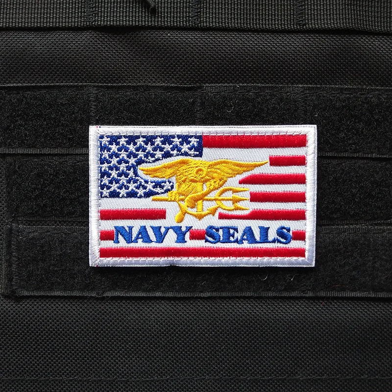 Z nadrukiem US Navy Seal Team naszywki flagi haftowane wojskowe łatki Hook & Loop taktyczne Navy Seal Team Trident Patch aplikacja