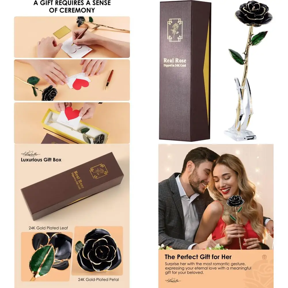 

Позолоченная 24-каратным золотом уникальная настоящая роза ручной работы – эффектная, идеальна для подарков: на дни рождения, годовщины, День матери, День святого Валентина