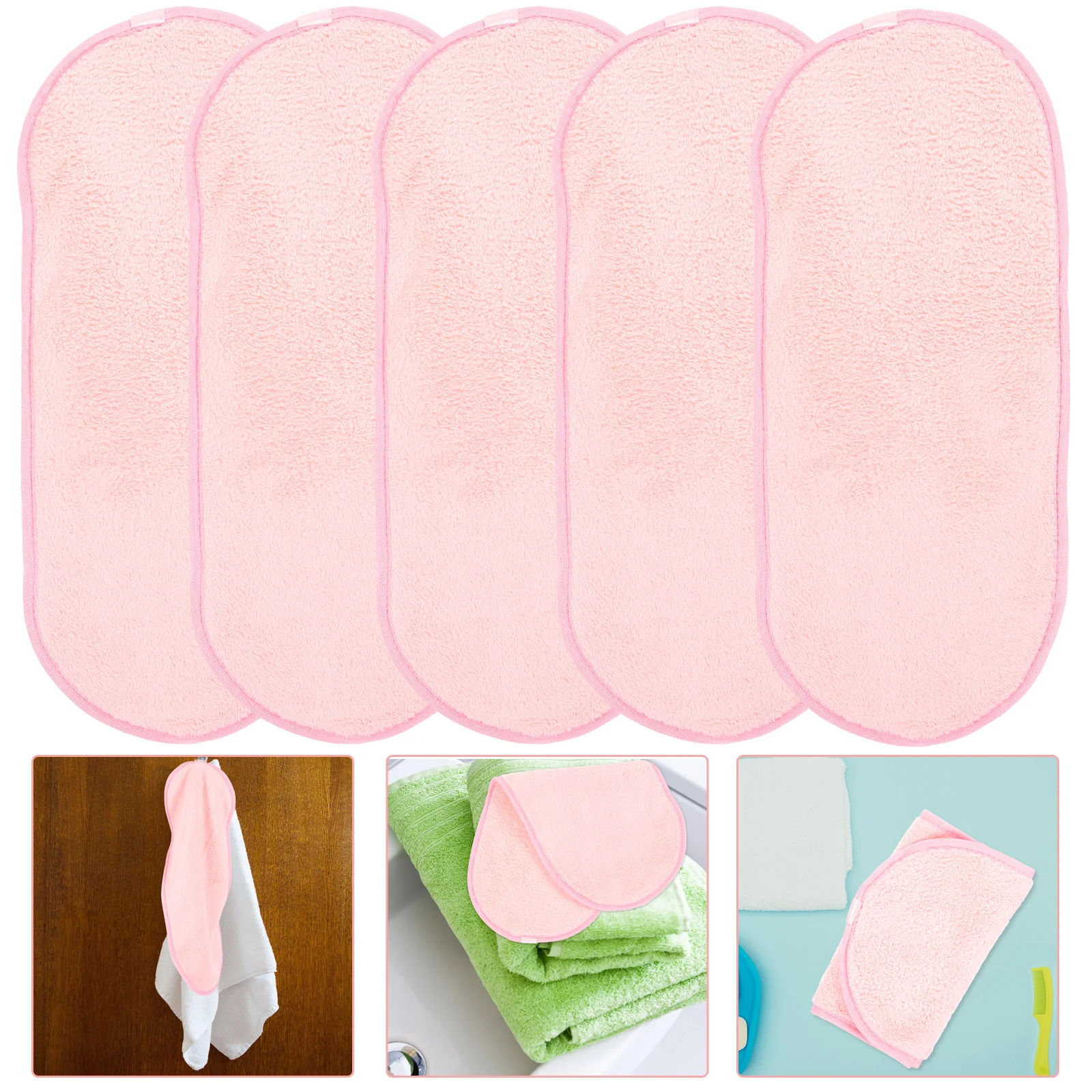 

5pcs Reusable Face Towels Facial Cloths For Washing Face Portable Makeup Remover Cloths Bathroom Use Comfortable Durable