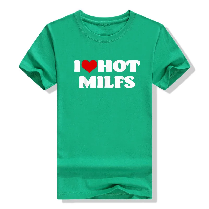 I Love Hot MILFS t-shirt lettere stampate t-shirt I Heart-MILFS Hot Moms vestiti estetici Casual top regali per mamma mamma