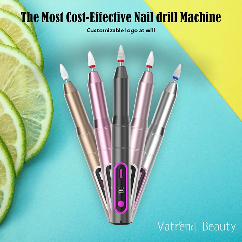 30000 RPM Brushed Motor Aluminum Professional Portable Nail Drill Machine Electric Nail File Pen Manicure