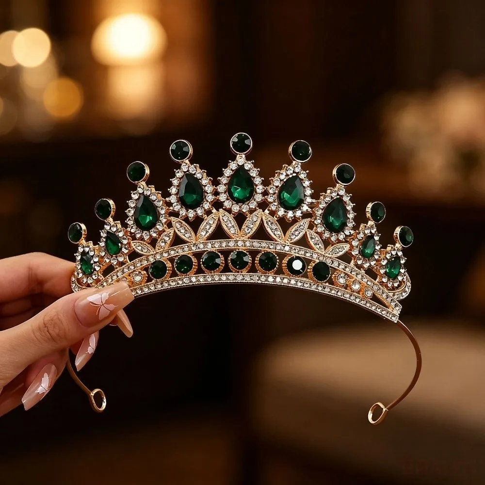 Multi-Color Luxury High End Crown Headband Fashionable Leaf Shape Children Princess Crowns Stand out Sparkling Rhinestone Tiaras