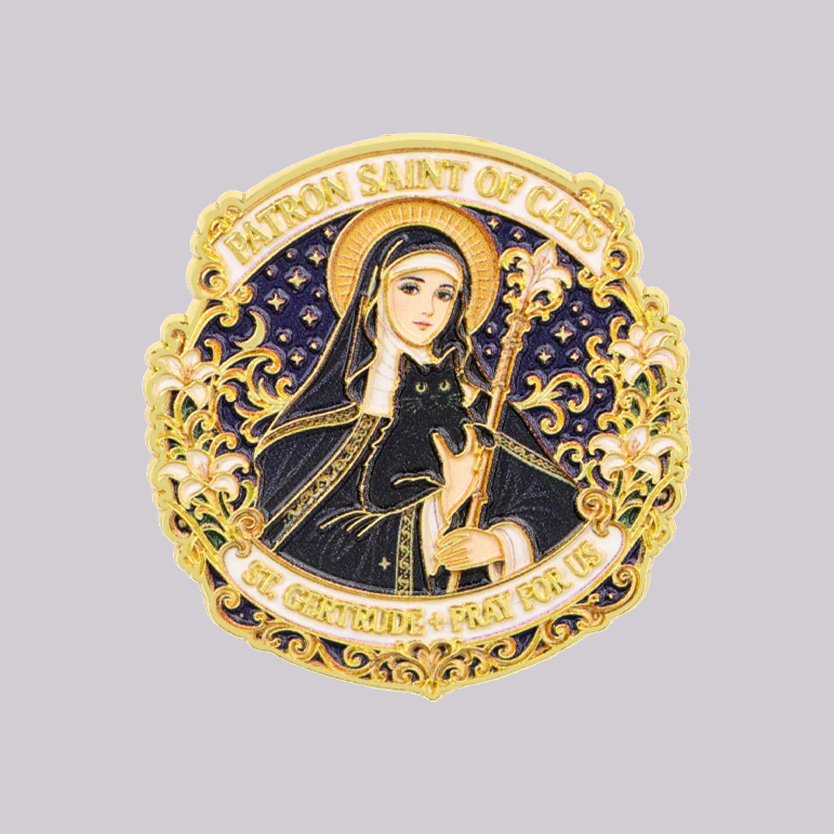PATRON SAINT OF CATS Enamel Pin Virgin Mary Brooch Lapel Pins Badge on Backpack Fashion Jewelry Friends Gifts