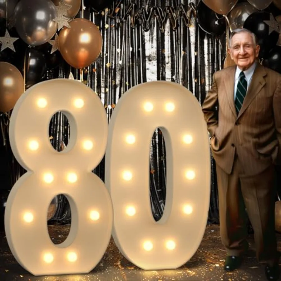 

4FT Marquee Number 80 Light up Number 80th Birthday Decorations Large Numbers Big Mosaic Numbers for Balloons Birthday Decor Nu