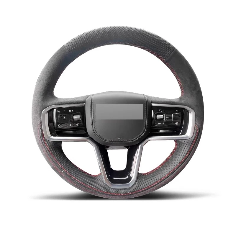 Genuine Leather Red Thread Steering Wheel Cover for Alcantera Car Accessories Specifically for Land Rover RANGE ROVER SPORT