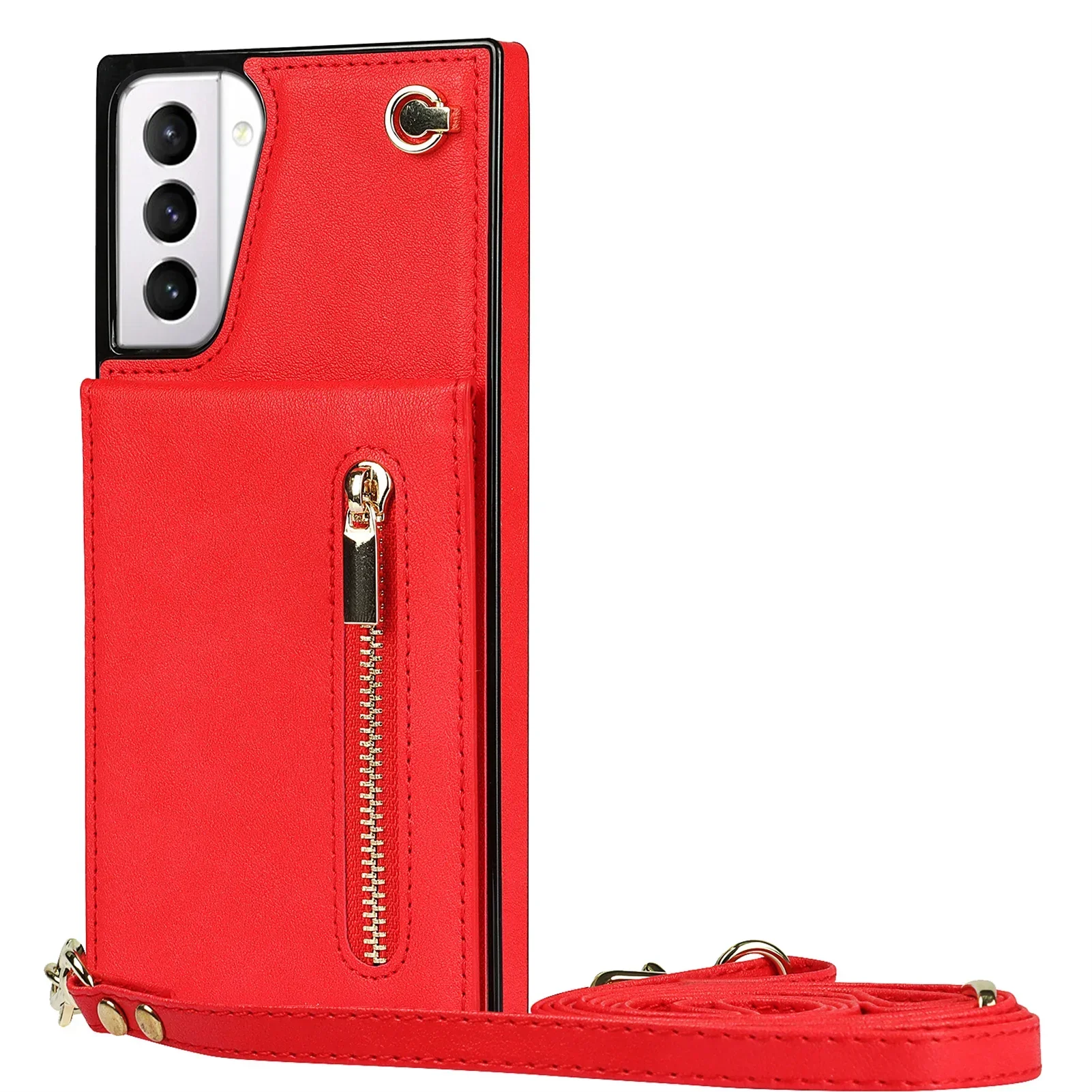 Portemonnee-hoesje met rits voor Samsung Galaxy S21 S23 FE S22 S24 S25 S26 Plus Note 20 Ultra, met kaarthouder, koord en crossbody leren hoes